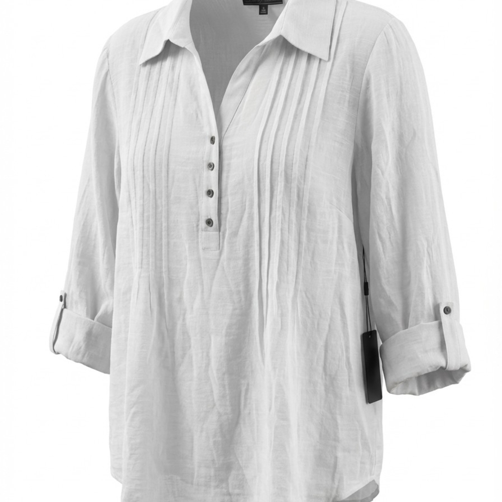 NWT- Chic White Pleated Blouse